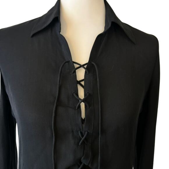 Y2k 100% Silk Pirate Blouse, Size Small, Semi Sheer - Picture 4 of 7
